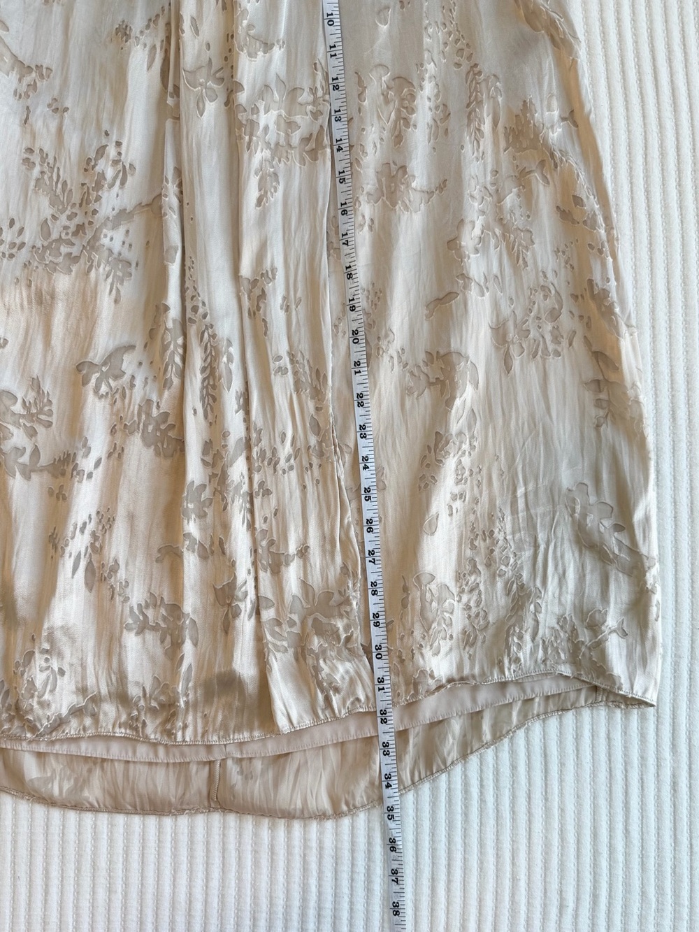 Vince Burnout Silk Asymmetric Drape Midi Skirt in Cream Ivory - Picture 10 of 12
